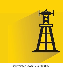 antenna tower with shadow on yellow background