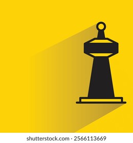 antenna tower with shadow on yellow background