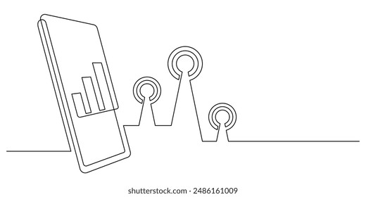 torre de antena tecnología de red de telecomunicaciones teléfono celular de alta velocidad una línea ilustración continua