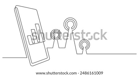 antenna tower telecommunication network technology high speed cellphone one line continuous illustration