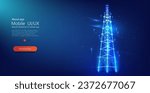 Antenna transmission communication tower, 5G technology, telecommunication industry, telecom network, broadcast television. Digital Transformation IoT (Internet of Things). Tower in low poly style.
