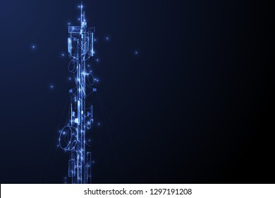 Antenna transmission communication tower vector background concept