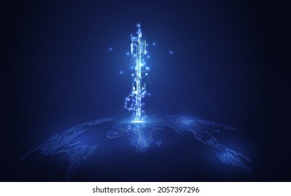 Concepto de fondo vectorial de la torre de comunicaciones de transmisión de antena
