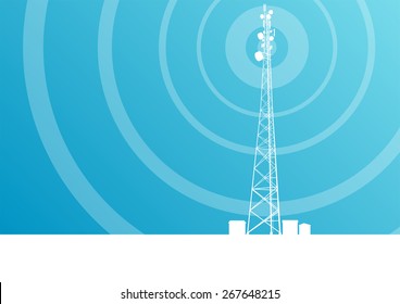 Antenna transmission communication tower vector background concept