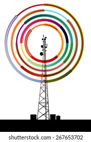 Antenna transmission communication tower vector background concept