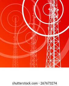 Antenna transmission communication tower vector background concept