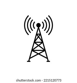 Antennenvektorflaedesign einzeln auf weißem Hintergrund.Antenne, Funkturmzeichen, Symbol, Etikett. Transmitter-Symbol Basisübertragungs-Station, Vektor.