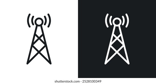 Ícone de vetor de antena definido em preto e branco