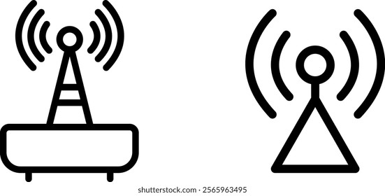 "Antenna Vector Icon Set for Communication and Technology Design"