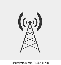 Antenna vector icon solid grey