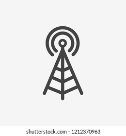Antenna vector icon. Wireless symbol. Linear style sign for mobile concept and web design. Tower signal symbol illustration. Pixel vector graphics - Vector.