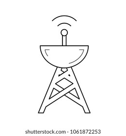 Ícone de linha de vetor de antena isolado no plano de fundo branco. Ícone de linha de antena de difusão para infográfico, site ou aplicativo.