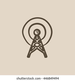 Icono de esbozo vectorial de antena aislado en el fondo. Icono de Antena dibujado a mano. Icono de esbozo de antena para infografía, sitio web o aplicación.