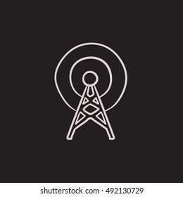 Antenna vector sketch icon isolated on background. Hand drawn Antenna icon. Antenna sketch icon for infographic, website or app.