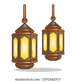 antern golden hanging   arab islam culture decoration on white background