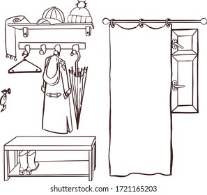 Anteroom vector. Design of the hallway or corridor. Interior of the entrance area 01