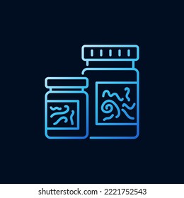 Antelímicos y fármacos para el tratamiento del concepto vectorial Worms icono de línea azul en fondo oscuro