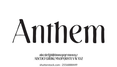 Anthem, Elegant alphabet letters font logo. Typography luxury classic lettering serif italic fonts decorative wedding vintage retro brand logos. vector illustration
