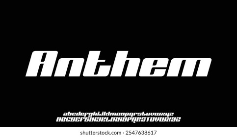 Anthem, Speed race alphabet, adrenaline powerful letters, extreme explosive font for sport logo, automotive headline, dynamic typography, game design. Vector typographic design
