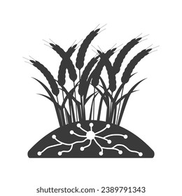Anthill on a wheat field glyph icon isolated on white background.Vector illustration.