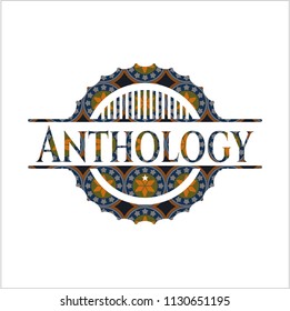Anthology arabic badge background. Arabesque decoration.