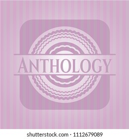 Anthology badge with pink background