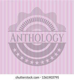 Anthology badge with pink background
