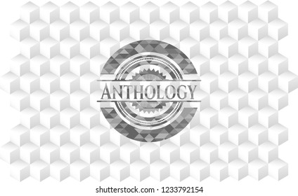 Anthology grey emblem with cube white background