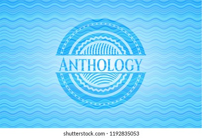 Anthology light blue water emblem background.