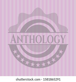 Anthology retro style pink emblem. Vector Illustration. Detailed.