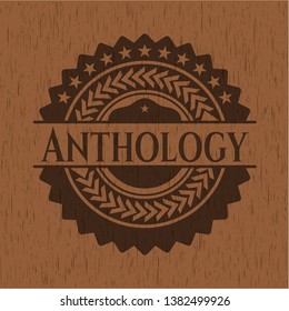 Anthology retro wooden emblem. Vector Illustration.
