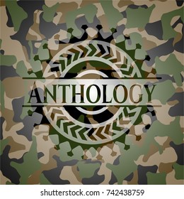 Anthology written on a camouflage texture