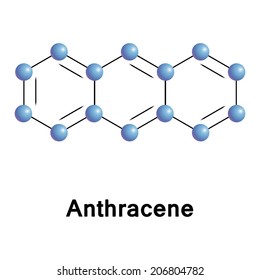 Anthracene chemical compound moleccular structure. Vector illustration.