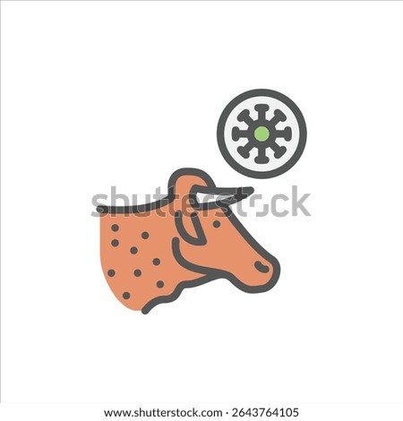 anthrax filled outline icon. cow virus color line illustration.