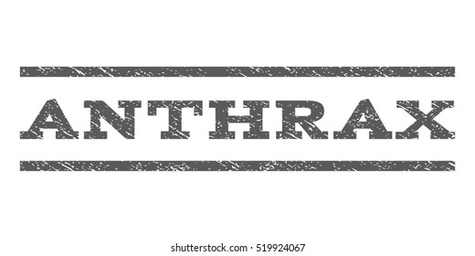 Anthrax watermark stamp. Text tag between horizontal parallel lines with grunge design style. Rubber seal stamp with scratched texture. Vector grey color ink imprint on a white background.