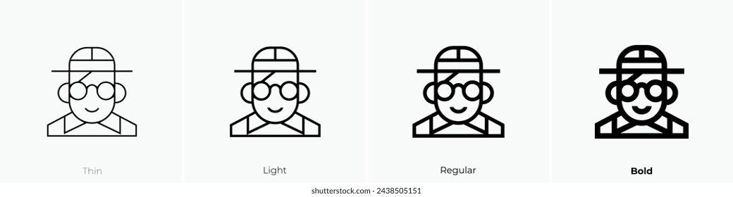 anthropologist icon. Thin, Light Regular And Bold style design isolated on white background