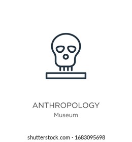 Anthropology Icon. Thin Linear Anthropology Outline Icon Isolated On White Background From Museum Collection. Line Vector Sign, Symbol For Web And Mobile