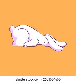 an anthropomorphic animal with human life situations. A simple rabbit fell to the ground exhausted and unable to get up