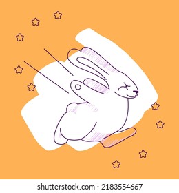 an anthropomorphic animal with human life situations. A simple rabbit runs from its target