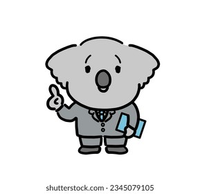 Anthropomorphic animal office worker explaining a point.