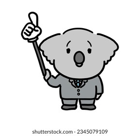 Anthropomorphic animal office worker explaining a point.