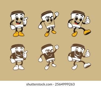 Anthropomorphic character of happy coffee cup