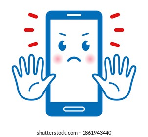 Anthropomorphic character of smartphone (stop)