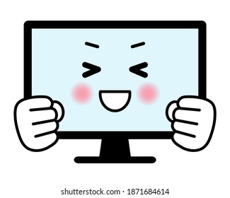 Anthropomorphic Illustration Of A Cute Personal Computer. (Guts Pose)