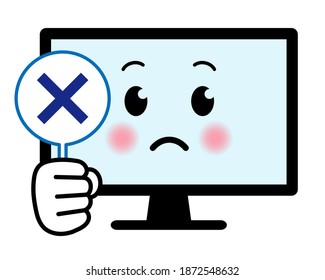 Ilustración antropomórfica de una linda computadora personal. (Etiqueta de respuesta incorrecta)