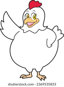 Anthropomorphic illustration of Mrs. Hen