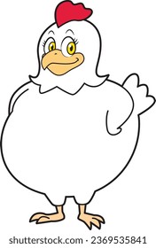 Anthropomorphic illustration of Mrs. Hen