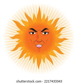 Anthropomorphic illustration of a talking sun