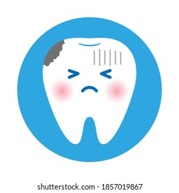 Anthropomorphic illustration of a tooth suffering from tooth decay.