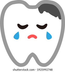 Anthropomorphic illustration of a tooth suffering from tooth decay.